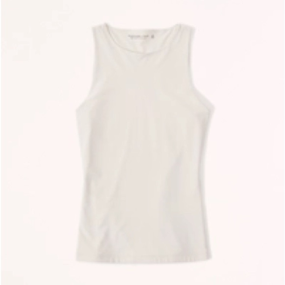 Abercrombie & Fitch Soft Matte Seamless High Neck Tank in Cream